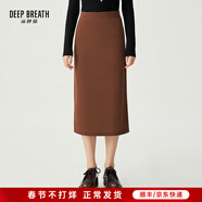 深呼吸DEEP BREATH女裝通勤百搭中長(cháng)款高腰針織半身裙A200138 焦糖 L (4)