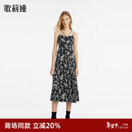 歌莉婭連衣裙女春季新款設計感黑白印花吊帶裙氣質(zhì)長(cháng)裙1C2R4K640 83D黑底印花 S
