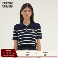 Teenie Weenie小熊女裝簡(jiǎn)約夏季短袖毛衣針織衫POLO領(lǐng)泡泡袖女裝 藏青色 M 165