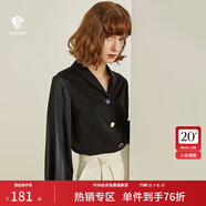 范思藍恩春秋新款雪紡白襯衫女設計感小眾復古港味職業(yè)裝襯衣女 黑色 XS