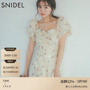 SNIDEL2025春夏優(yōu)雅淑女泡泡袖亮片雪紡印花連衣裙SWFO251088 黃色 S (0)