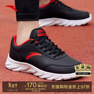 安踏（ANTA）運動(dòng)鞋男秋冬季軟底減震跑步鞋男士黑色輕便戶(hù)外防潑水旅游鞋子 黑/大學(xué)紅5529-8 44 (270mm)