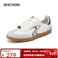 斯凱奇（Skechers）秋季新品女士板鞋T頭鞋德訓鞋復古街頭休閑185236 白色/銀色/WSL 35
