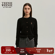 Teenie Weenie小熊女裝簡(jiǎn)約針織衫女秋冬針織開(kāi)衫罩衫短外套上衣 黑色 M (165)