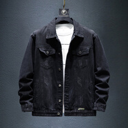 真維斯（Jeanswest）夾克男2026春季新款寬松簡(jiǎn)約時(shí)尚外套男牛仔外套男上衣黑色L
