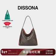 DISSONA迪桑娜女包幸運錦囊hobo包老花包單肩手提包情侶通勤【新年禮物】 棕色-小號（肩帶不可調節）
