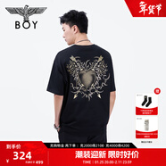 BOY LONDON【熾愛(ài)之心】春夏男女同款短袖愛(ài)心弓箭潮牌T恤N01013 黑色 XL