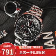 卡西歐（CASIO） 卡西歐(CASIO)男士手表 三眼防水運動(dòng)賽車(chē)表  鋼帶男表 黑盤(pán)鋼帶EF-558D-1A