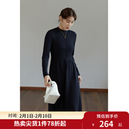 獨束大碼女裝胖mm針織連衣裙女秋冬新款顯瘦氣質(zhì)赫本風(fēng)小黑裙 黑色半高領(lǐng)款 XL