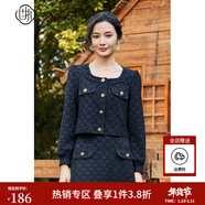 固執（OBSTINATE）春季新款小香風(fēng)蕾絲短款長(cháng)袖外套女裝00033DT08262 黑色 S 160/80A