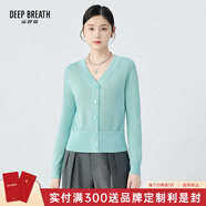 深呼吸DEEP BREATH女裝V領(lǐng)天絲三醋酸蔥紗針織開(kāi)衫女A400713 藍 L (4)