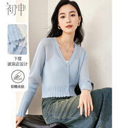 初申春夏針織衫女V領(lǐng)鏤空針織開(kāi)衫休閑百搭毛衣空調衫上衣S62Z107