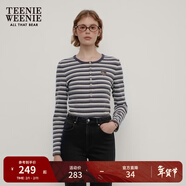 Teenie Weenie小熊秋季正肩修身長(cháng)袖T恤打底衫白色柔軟短款上衣女 深灰色 M (165)