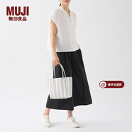 MUJI 手編包 環(huán)保材料 手提包菜籃子編織包 包包 度假沙灘包 2色灰色豎條紋/小 NONE