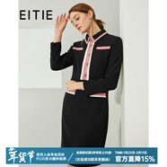 愛(ài)特愛(ài)（EITIE）春季新款商場(chǎng)同款時(shí)尚輕商務(wù)撞色紐扣氣質(zhì)長(cháng)袖襯衫連衣裙6407112 黑色20 2XL 175