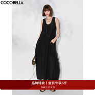 COCOBELLA設計感花苞無(wú)袖連衣裙不規則裙擺紙片人背心裙FR7058 靜奢黑 M