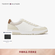 Tommy Hilfiger26春夏新款男裝復古潮流撞色拼接休閑跑步籃球運動(dòng)鞋板鞋 卡其白拼色ACI 41