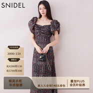 SNIDEL2025春夏優(yōu)雅淑女泡泡袖亮片雪紡印花連衣裙SWFO251088 黑色 S (0)