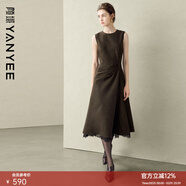 顏域（YANYEE）【47%羊毛】顏域毛呢背心連衣裙女2025冬季新款收腰顯瘦打底長(cháng)裙 咖色 M