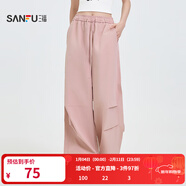 三福休閑褲2025夏季運動(dòng)風(fēng)破骨可調節抽繩工裝長(cháng)褲女裝497037 粉紅色第二批 M