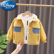 迪士尼（Disney）男童外套秋冬款童裝2025年新款兒童洋氣衣服小童寶寶春秋夾克款潮 黃色加絨加厚冬款 90