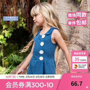 戴維貝拉（DAVE＆BELLA）夏天新品女大童連體褲女童連身褲女孩連衣短褲 牛仔藍 150 cm（(建議身高140-150cm）