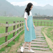 薇戀夢(mèng)嵐連衣裙學(xué)生夏高中生初中生女生裙子夏季韓版衣服可愛(ài)長(cháng)款仙女裙少女中學(xué)生熱天學(xué)院風(fēng)寬松顯瘦中長(cháng)裙 7001背帶裙 2XL