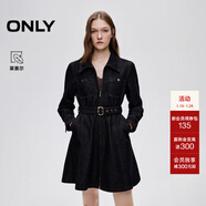 ONLY2025冬季新款復古水洗腰帶收腰短裙牛仔連衣裙女|125442002 J37 1000洗水藍牛仔 XS