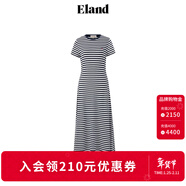 ELAND衣戀連衣裙女簡(jiǎn)約撞色條紋圓領(lǐng)純棉舒適長(cháng)裙2025新款 撞色(99)MIX L 170