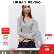 UR2026春季新款女裝時(shí)尚休閑簡(jiǎn)約基礎修身長(cháng)袖T恤UYB450010 花灰 2XL
