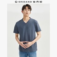 佐丹奴T恤男夏季純棉純色極簡(jiǎn)風(fēng)基礎款親膚V領(lǐng)短袖t恤男01023416