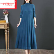 夏典素訂女王（SE.PSTP）新款媽媽針織加厚羊.毛衫毛衣女秋冬寬松內搭配大衣過(guò)膝長(cháng)裙連衣 藍色今年流行的輕奢品牌 M