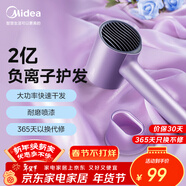 美的（Midea）2億負離子護發(fā)電吹風(fēng) 家用吹風(fēng)筒 大功率不傷發(fā)快干 吹風(fēng)機大風(fēng)力 MB-AJ0504極光紫 年會(huì )獎品推薦