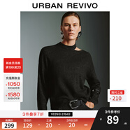 UR冬季新款女裝設計感氣質(zhì)露肩短款針織衫UWM940085 黑色 M