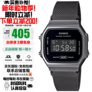 卡西歐（CASIO）手表復古款小方塊防水學(xué)生運動(dòng)電子日韓表 復古黑色不銹鋼網(wǎng)帶A168WEMB-1B