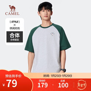 駱駝（CAMEL）冰感美式短袖T恤男士潮流圓領(lǐng)彈力寬松青少年半袖夏季M34BA5E116