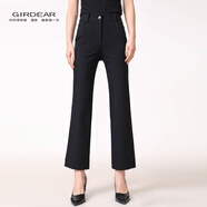 哥弟（GIRDEAR）女裝高腰褲子經(jīng)典四面彈小黑褲輕職場(chǎng)牛仔褲微喇褲1100288 黑色 L 4碼(106-115斤)