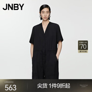 江南布衣（JNBY）夏季女裝連體衣寬松休閑氣質(zhì)V領(lǐng)短袖通勤5O6F14220 001/本黑 M