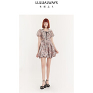 LULUALWAYS我愛(ài)露露24夏季新款時(shí)尚氣質(zhì)俏皮露腰花苞裙短款連衣裙 淺粉色 S