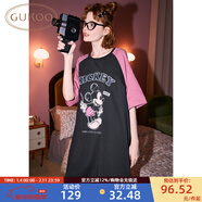 果殼（Gukoo）T恤睡裙女夏季迪士尼聯(lián)名新款寬松純棉女士家居服套裝B 米奇睡裙 XS