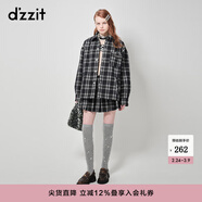 DZZIT地素短款格子半身裙秋冬甜酷少女百褶裙短裙女 深藍色 XS