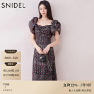 SNIDEL2025春夏優(yōu)雅淑女泡泡袖亮片雪紡印花連衣裙SWFO251088 黑色 S (0)