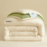 南極人（Nanjiren）加厚拼色超柔小竹棉冬被被子被芯 薄荷綠四季家用春秋被保暖冬季 白拼綠 150*200cm-3斤