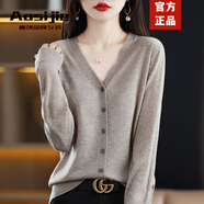 Aosijie高端品牌 針織開(kāi)衫女2026春秋新款寬松氣質(zhì)百搭v領(lǐng)毛衫上衣 【駝色V領(lǐng)】 XL