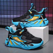 特步（XTEP）同款兒童鞋子女童運動(dòng)鞋網(wǎng)面透氣單網(wǎng)鞋夏季 YX-1876黑月皮面 28 _內長(cháng)17.7cm