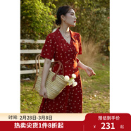 獨束大碼女裝法式小翻領(lǐng)連衣裙女夏季新款遮肉顯瘦雪紡裙子 紅色 2XL （尺碼：4）