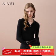 AIVEI欣賀艾薇2025秋季半拉鏈針織衫極簡(jiǎn)風(fēng)內搭外穿針織XRV5513B 黑色 S