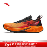 安踏（ANTA）火箭6代丨運動(dòng)鞋男秋季新款防潑水競速訓練跑步鞋男 朱柿橙/基礎黑/熒光亮深紅-4 7 (男40)