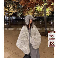 HANLU STUDIO品牌小眾原創(chuàng  )廓型蝙蝠袖定制圈圈羊毛馬海毛外套冬 白色外套 不是毛衣，是外套哦；不要機洗 S