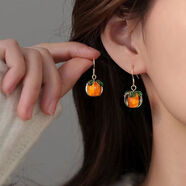 柿柿如意項鏈可愛(ài)橘色小柿子鎖骨鏈小眾琉璃ins2022秋冬季新款潮 柿子耳鉤